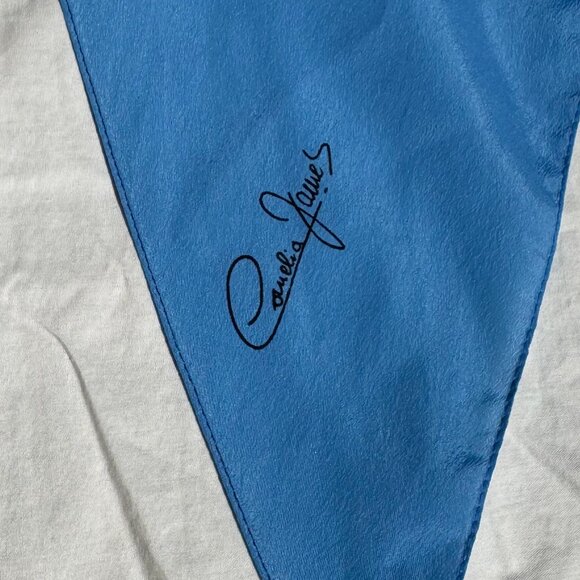 Vintage Sky Chinese Baby  Azure Blue Silk Headscarf Neck Long Thin - Picture 3 of 5